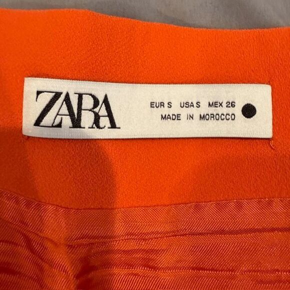 ZARA High Waist Pintuck Mini Skirt in Orange Size Small - Picture 5 of 8